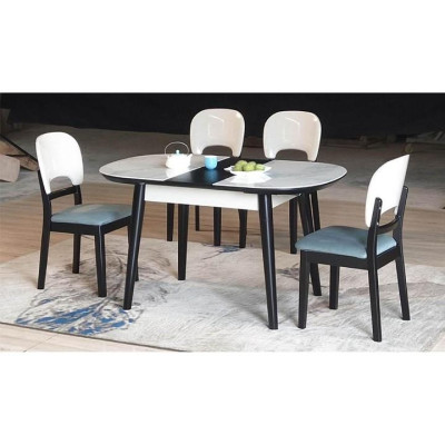 Bộ Bàn Ăn Mặt Kính Giả Đá Thông Minh Nhập Khẩu Juno Sofa HHP-BBA025-13 Cao Cấp