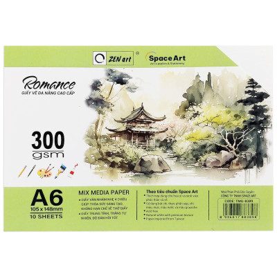 Giấy Vẽ Đa Năng Romance - A6 300gsm - Mix Media Paper - Zen Art TMG 8389 (10 Tờ)
