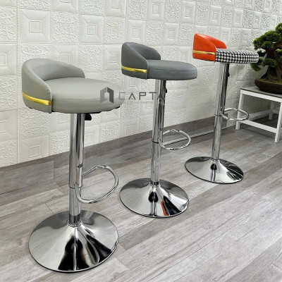 Ghế đảo bếp Ghế quầy bar lưng tựa thấp chân tăng giảm thép mạ chrome CB2291-P