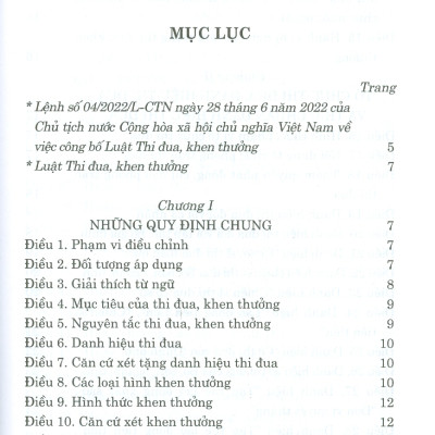 Luật Thi Đua, Khen Thưởng (Bản in năm 2022)