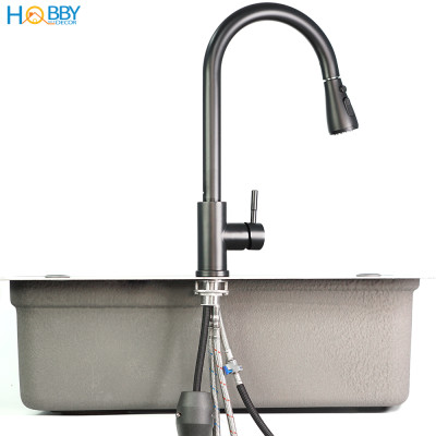 Vòi rửa chén nóng lạnh Inox 304 dây rút 3 chế độ Hobby Home Decor VDR6
