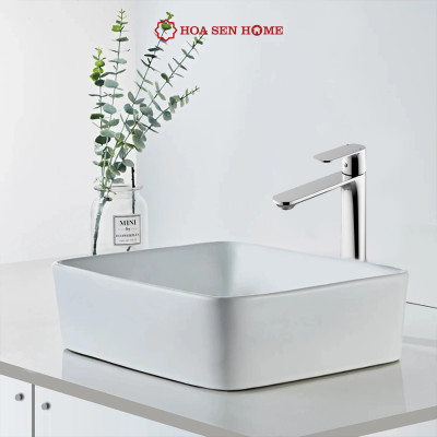 Vòi lavabo nóng lạnh TUSLO F007 Luxury chất liệu đồng nguyên chất, mạ Crom-Niken, công nghệ tạo bọt khí hiện đại - Hoa Sen Home - Hàng chính hãng