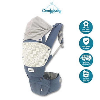 Địu ngồi trẻ em cao cấp siêu mềm - siêu thoáng 4 tư thế Comfybaby CF119HC003 cho bé từ sơ sinh tới 36 tháng có mũ đỡ đầu