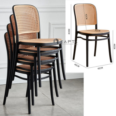 Ghế café nhà hàng nhựa đúc giả mây CC1565-S Nội thất Capta Ghế ăn xếp chồng cất gọn Ghế chụp ảnh cho studio vintage plastic chair