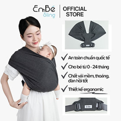 [Thiết Kế Mới - Màu Charcoal] Địu Vải Em Bé Sling Baby Sling Nova/Nova Plus Dễ Địu Êm Vai An Toàn Cho Bé 0–24 Tháng
