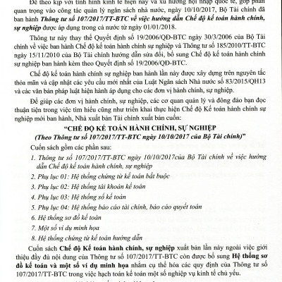 Chế Độ Kế Toán Đơn Vị Hành Chính Sự Nghiệp 2017