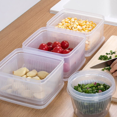 Set hộp thực phẩm 2 lớp bảo quản tủ lạnh, dùng được trong lò vi sóng Nakaya 1.1L - Hàng nội địa Nhật Bản (#Made in Japan)