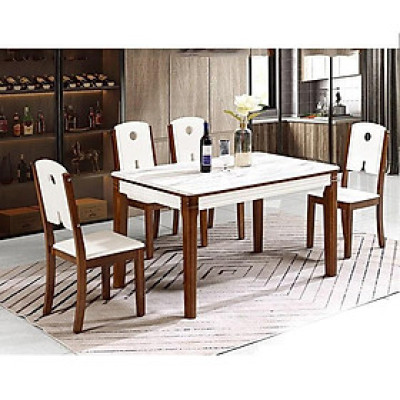 Bộ Bàn Ăn Mặt Đá Chữ Nhật Juno Sofa HHP-BBA823-14 Cao Cấp