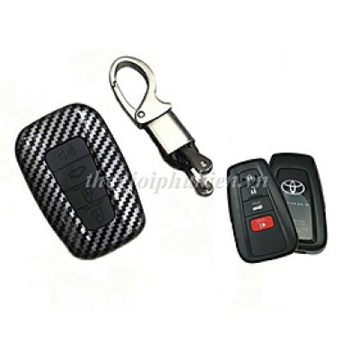 Ốp chìa khóa Carbon Toyota Camry 2019 kèm móc đeo INOX
