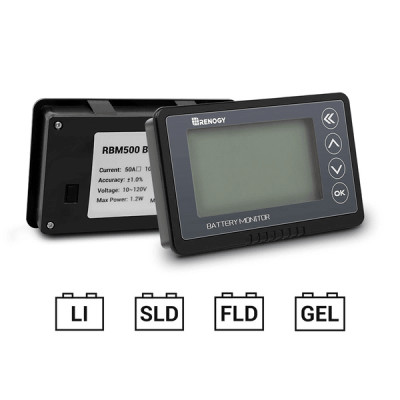 Thiết bị giám sát pin, có màn hình hiển thị - Battery Monitor 500A của Renogy - thương hiệu Mỹ