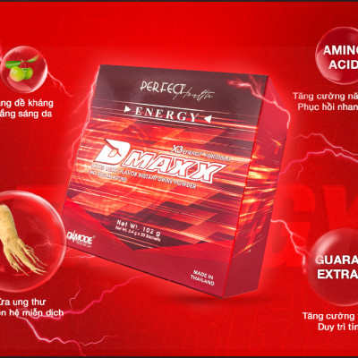DMAXX thức uống bổ sung vitamin năng lượng không đường DAMODE 8 gói dùng thử màu đỏ