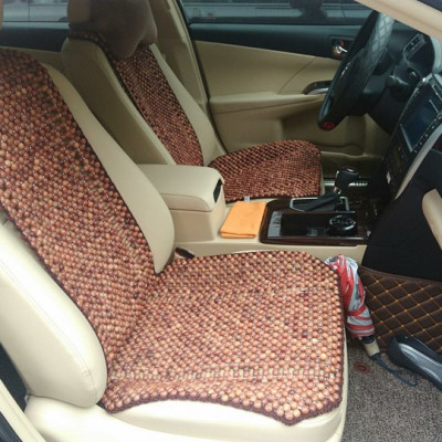 Đệm Lót Ghế Xe Ô Tô Hạt Gỗ Hương Mộc Hạt 1.2cm - Đan kết viền mép cao cấp ( hình thật )