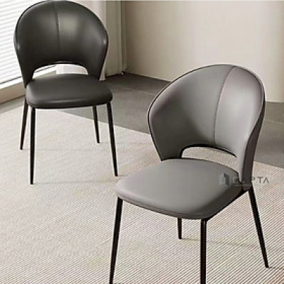 Ghế phòng ăn màu xám ECO 40A-P Nội thất Capta Ghế ăn bọc nệm PVC cao cấp khung ghế sắt sơn tĩnh điện màu đen nhập khẩu 