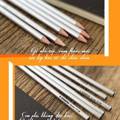 Combo bút chì gỗ STABILO Schwan 417 - Bộ 2 bút chì + Gôm tẩy ER193 + Chuốt chì PS4538 (PC417S-C2S+)