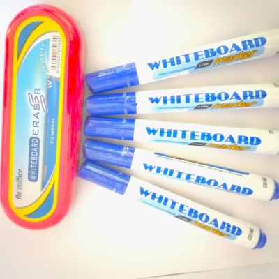 Combo 05 Cây Bút Lông Bảng FO-WB015 Và 01 Cái Lau Bảng FO-WBE01 (Màu Xanh)