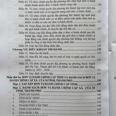 Sách Luật Tổ Chức Chính Quyền Địa Phương – Đơn Vị Hành Chính Cấp Tỉnh và Danh Sách Đơn Vị Hành Chính Cấp Xã của 34 Tỉnh, Thành Phố (V2591T)