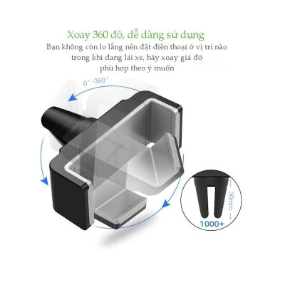 Ugreen UG30283LP120TK Màu Đen Giá Kẹp điện thoại trên khe thông gió ô tô - HÀNG CHÍNH HÃNG