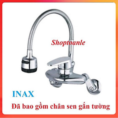 [FREESHIP] Vòi chậu rửa bát INAX cắm tường nóng lạnh cần mềm ( đã bao gồm chân sen gắn tường) bảo hành 5 năm