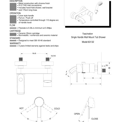 Bộ sen tắm nóng lạnh MOEN 63132 (HÀNG CHÍNH HÃNG)