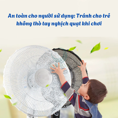 Lưới Bọc Quạt An Toàn Cho Bé 40-50cm Màng Bọc Bảo Vệ Quạt Điện Đa Năng Áo Lưới Che Quạt Chống Bụi & An Toàn Trẻ Nhỏ-18 inch