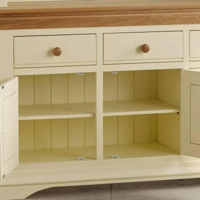 Tủ Chén Cao Country Cottage Gỗ Sồi Loại Lớn Ibie DSCTLCOUO - Trắng (140 x 42 cm)