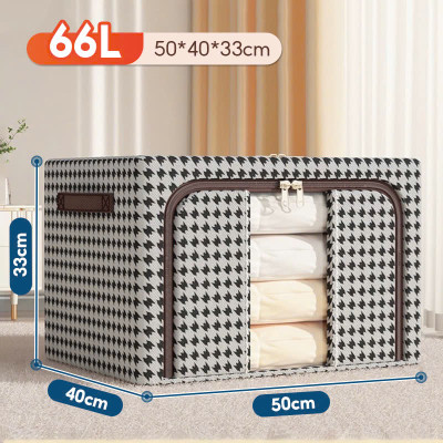 Tủ Vải Đựng Đồ Khung Thép Chịu Lực, Túi Đựng Chăn Màn Quần Áo, Sách Vở, Gấu bông, đồ chơi cho bé Tiện Lợi Size lớn 66L, Hộp túi vải đựng quần áo STEEL CABINET