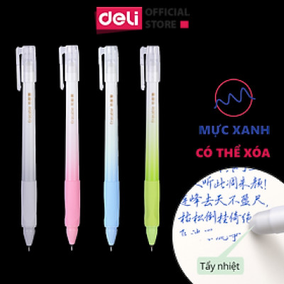 Bút gel xóa được có nắp đậy Deli - ngòi 0.5mm - mực Xanh/ Đen - A660