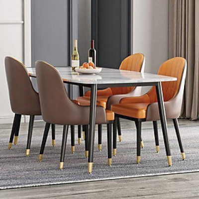 Bộ bàn ghế phòng ăn Tundo mặt đá cẩm thạch kèm 4 ghế