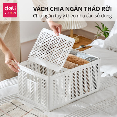 Hộp Nhựa Chia Ngăn DELI Có Thể Tháo Rời Xếp Chồng -Khay Nhựa Chia Ngăn Đựng Quần Áo Đồ