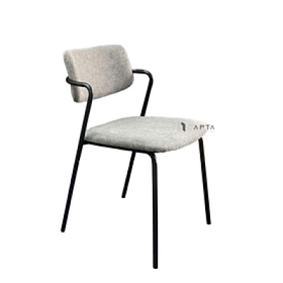 Ghế cafe nhà hàng nệm vải CC3011-F Nội thất Capta Ghế ăn vải bố thiết kế hở lưng chân sắt sơn tĩnh điện màu đen