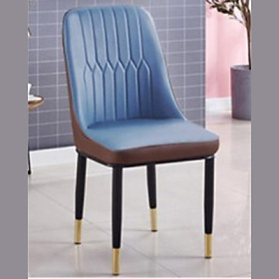 Ghế ngồi bàn trang điểm màu Xanh dương - nâu SALA 2C-P Ghế trang điểm nệm da chân sắt sơn tĩnh điện đen bọc ống đồng mạ màu vàng