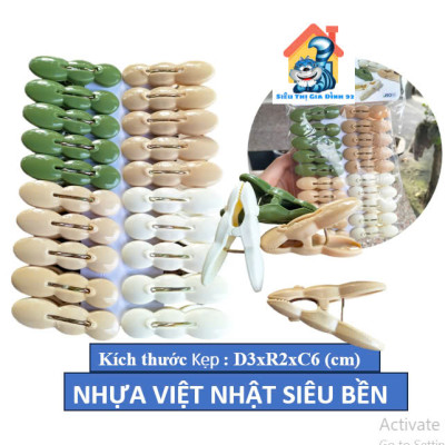 Vỉ 20 kẹp quần áo củ lạc nhựa Việt Nhật (2853), Kẹp phơi quần áo, phơi đồ tiện ích 