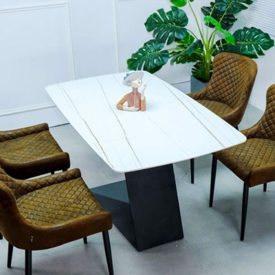 Bàn ăn cao cấp Juno Sofa mặt đá ceramic chân L 