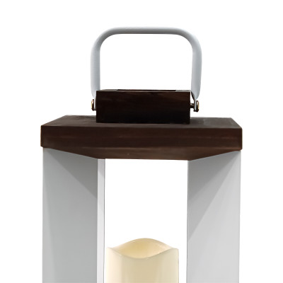 Đèn Lồng Sắt WOODY Màu Trắng W18xD18xH30Cm |Index Living Mall| Nội Thất Thái Lan