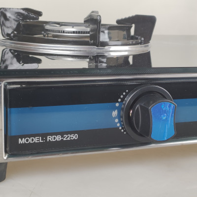 Bếp ga đôi kiếng cường lực Raiden RDB2250B, kiềng men 5mm, kính 7ly, mũ nhôm-Hàng chính hãng