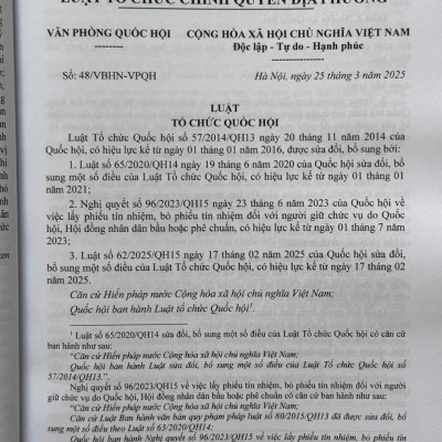 Sách Luật Tổ Chức Chính Quyền Địa Phương – Đơn Vị Hành Chính Cấp Tỉnh và Danh Sách Đơn Vị Hành Chính Cấp Xã của 34 Tỉnh, Thành Phố (V2591T)