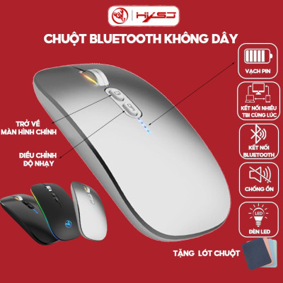 Chuột không dây Bluetooth HXSJ M103 wireless tự sạc pin siêu mỏng không gây tiếng ồn cho laptop MCBook PC Tablet PAD-Hàng Chính Hãng