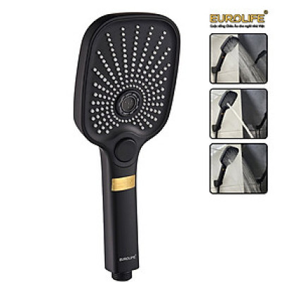 Bộ tay dây sen 3 chức năng chảy, nhựa ABS mạ đen Eurolife EL-127SH-D
