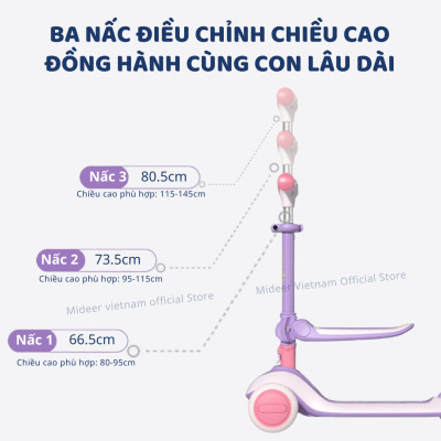 Xe Trượt Scooter Mideer Cao Cấp  gấp gọn có ghế ngồi cho bé