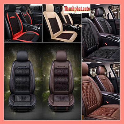 Áo lót ghế, tựa lưng ghế ô tô ghế văn phòng da PU và hạt gỗ massage chống nóng thông thoáng - Lót ghế ô tô cao cấp