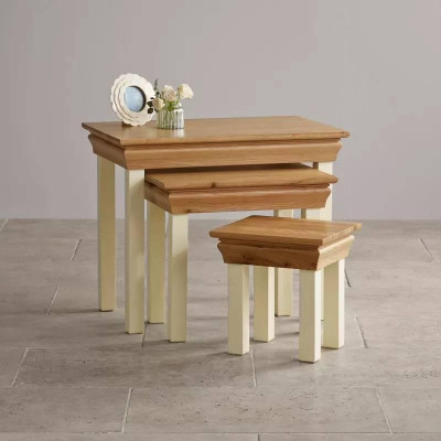 Bộ Bàn Xếp Lồng Country Cottage Gỗ Sồi Ibie LTNCOUO - Trắng (70 x 42 cm)