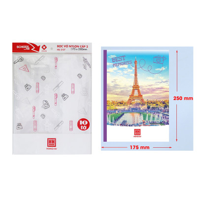 Bọc vở Ni lông cấp II Hồng Hà 175x250mm (3157) Tập 10 cái