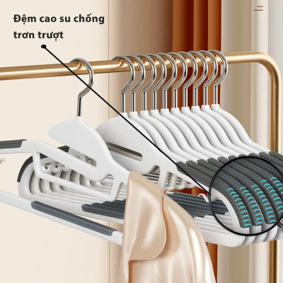 Combo 10 Móc Treo Quần Áo Chống Trượt Biến Dạng Quần Áo, Móc Áo Nhựa Cao Cấp Chịu Tải Lớn