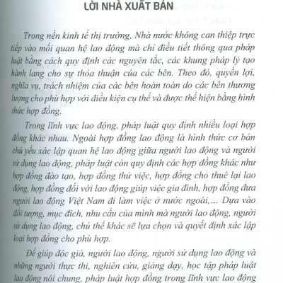 Hợp Đồng Trong Lĩnh Vực Lao Động (Sách chuyên khảo) - PGS. TS. Trần Thị Thuý Lâm, TS. Đỗ Thị Dung đồng chủ biên