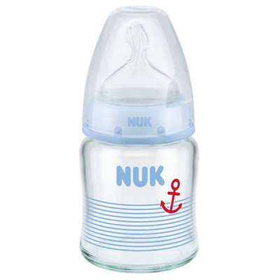 Bình Sữa Thủy Tinh 120ml Núm Ti Silicone S1 Nuk NU66126 (Size M) - Màu Ngẫu Nhiên