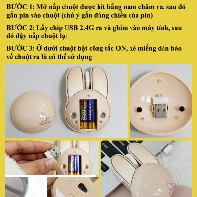 Chuột không dây MOFII M6 kết nối không dây bằng chip USB 2.4G với thiết kế tai thỏ vô cùng dễ thương - HÀNG CHÍNH HÃNG