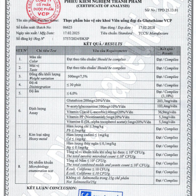 [Combo 3 hộp] TPBVSK Viên uống đẹp da Glutathione VCP - Hỗ trợ làm sáng da, giảm các triệu chứng nhăn da, khô da, nám da - Hộp 20 viên