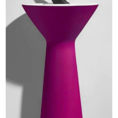 CHẬU LAVABO TRỤ TRÒN  TRỤ NÓN LÁ LIỀN KHỐI MEN TRONG TRẮNG, NGOÀI MEN MẬN CHÍN (ĐỎ) GROVES GRL NTT04 (43x43x87 cm)