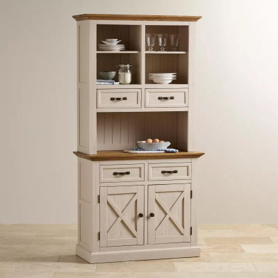 Tủ Chén Cao Seychelles Gỗ Sồi Loại Nhỏ Ibie DSCTSSEYO - Trắng (100 x 42 cm)