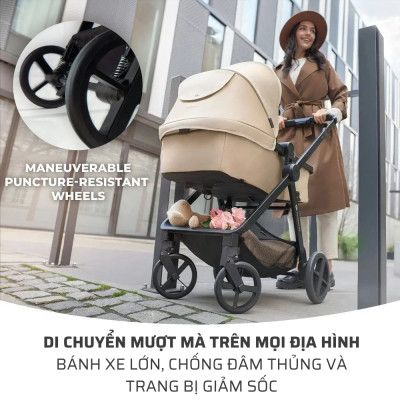 Bộ xe đẩy 3in1 Kinderkradt Newly cho bé từ 0 tháng tuổi đến 22kg - Hàng Chính hãng